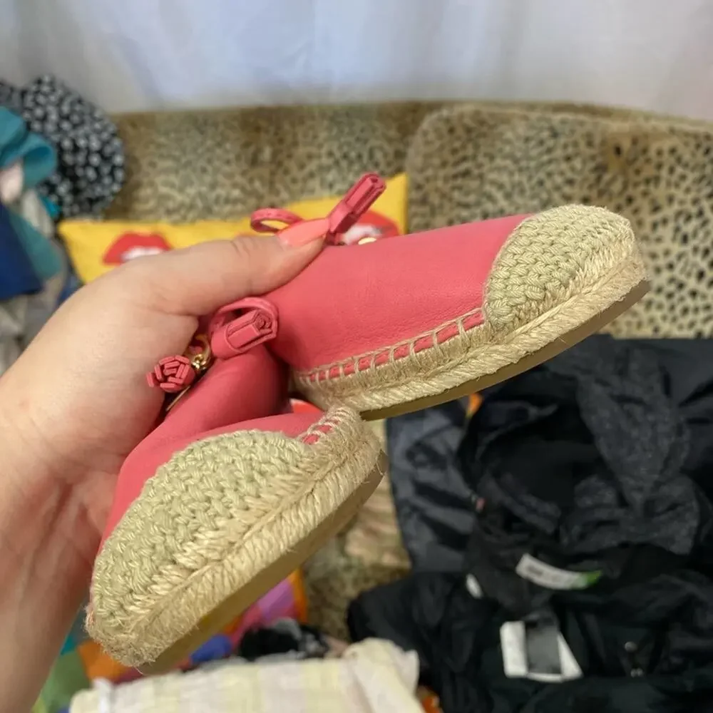 Coach pink Cassidy espadrille leather flats tassel